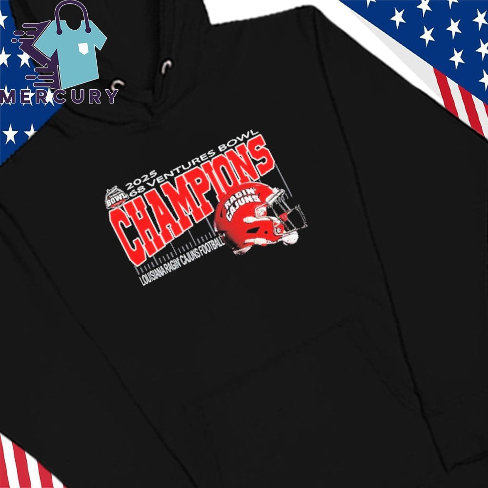 Louisiana Ragin’ Cajuns 2025 68 Ventures Bowl Champions Helmet Shirt