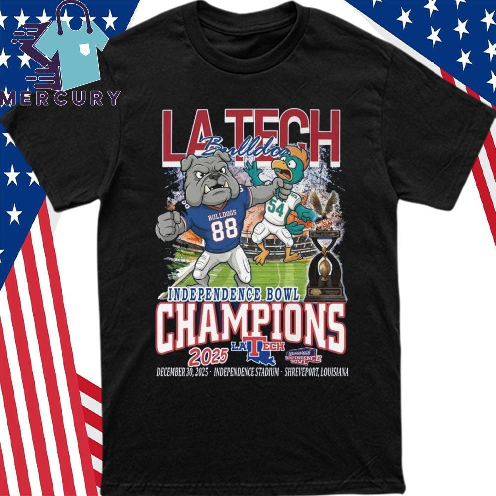 Louisiana Tech Bulldogs Independence Bowl 2025 Champions Mascot Shirt