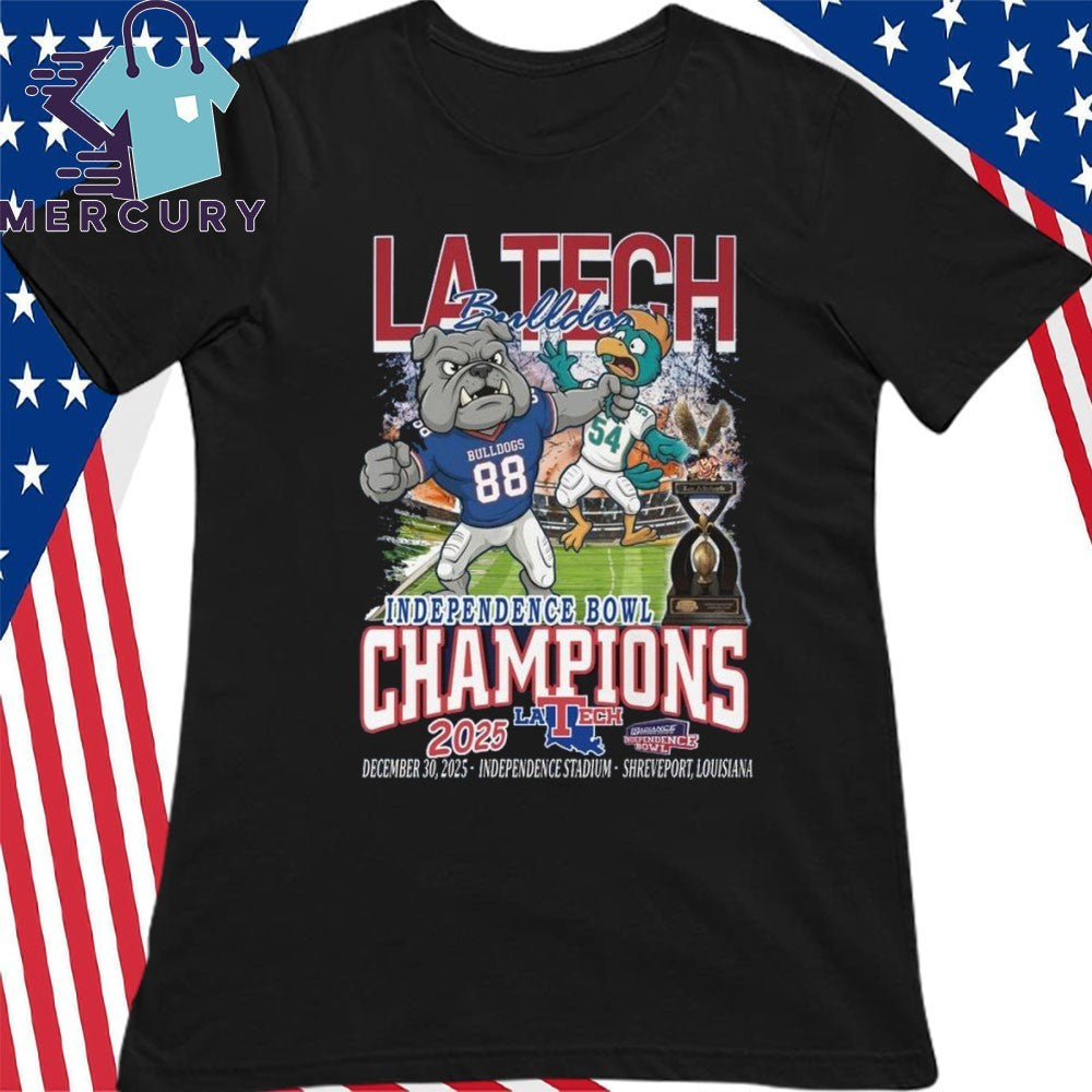 Louisiana Tech Bulldogs Independence Bowl 2025 Champions Mascot Shirt