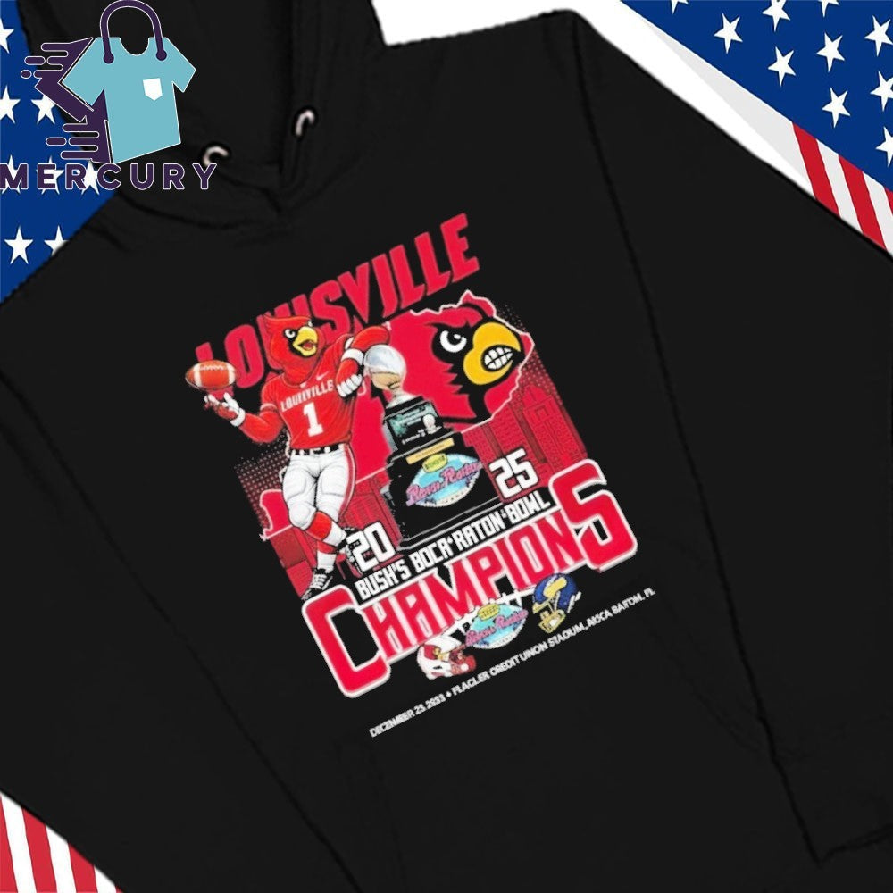 Louisville Cardinals 2025 Bush’s Boca Raton Bowl Champions Mascot Shirt