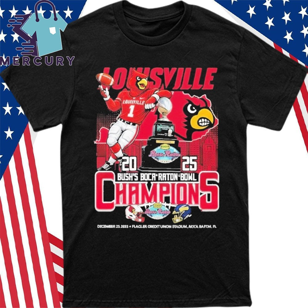 Louisville Cardinals 2025 Bush’s Boca Raton Bowl Champions Mascot Shirt