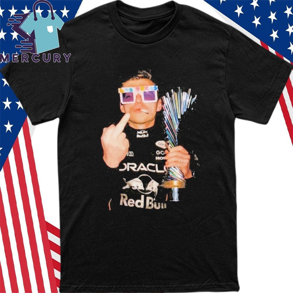 Max Verstappen Holding Trophy Middle Finger Shirt