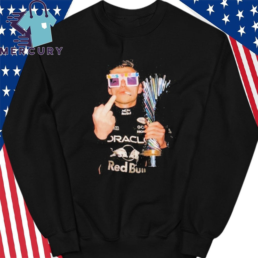 Max Verstappen Holding Trophy Middle Finger Shirt