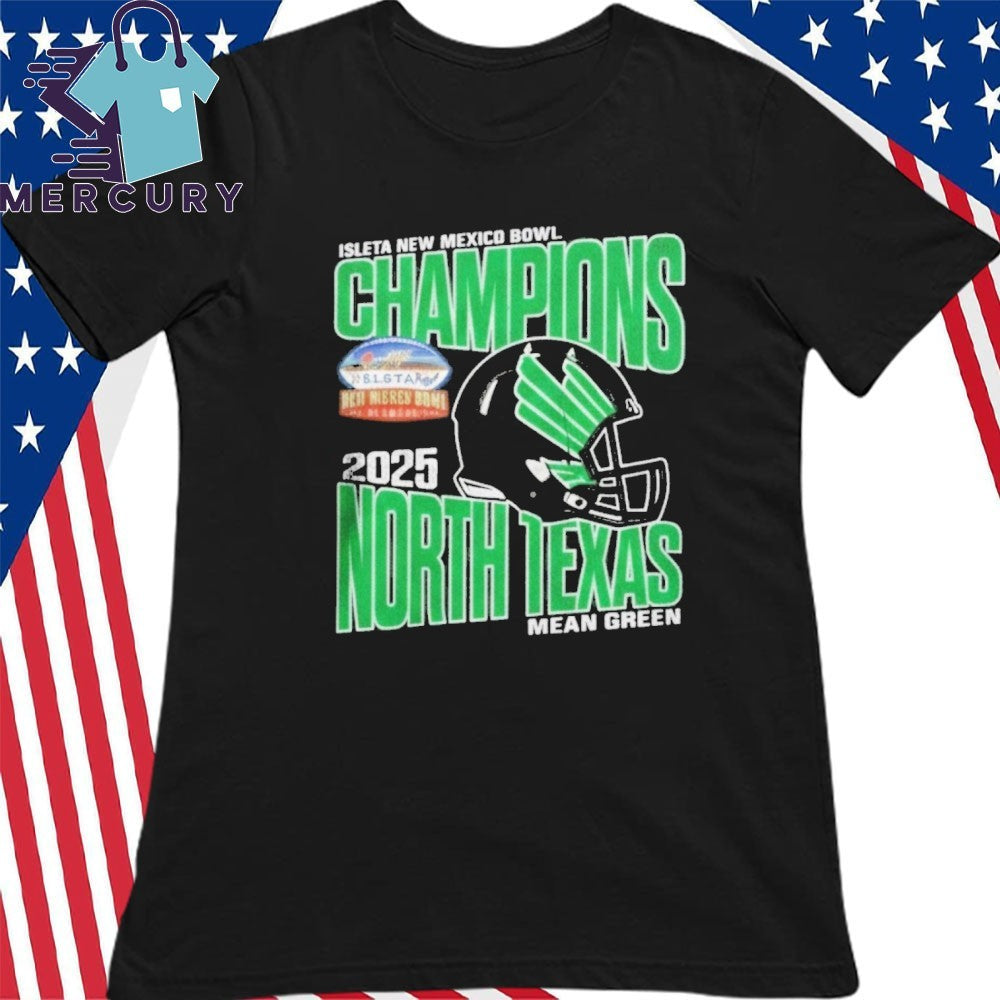 Mean Green North Texas 2025 Isleta New Mexico Bowl Champions Helmet Shirt