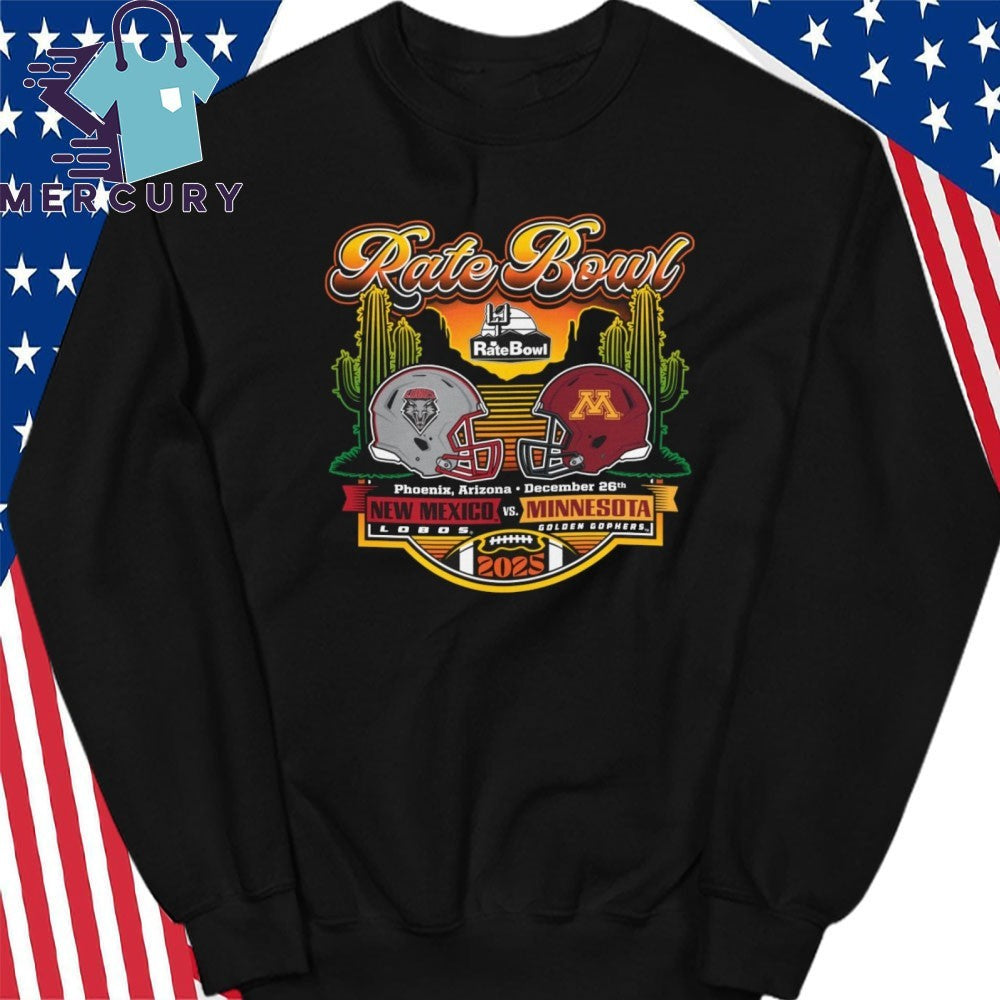 Mexico Lobos vs Minnesota Golden Gophers 2025 Rate Bowl Matchup Helmet Shirt