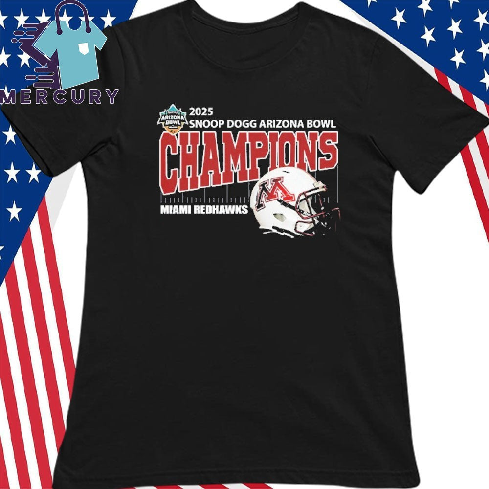 Miami Red Hawks Football 2025 Snoop Dogg Arizona Bowl Champions Helmet Shirt