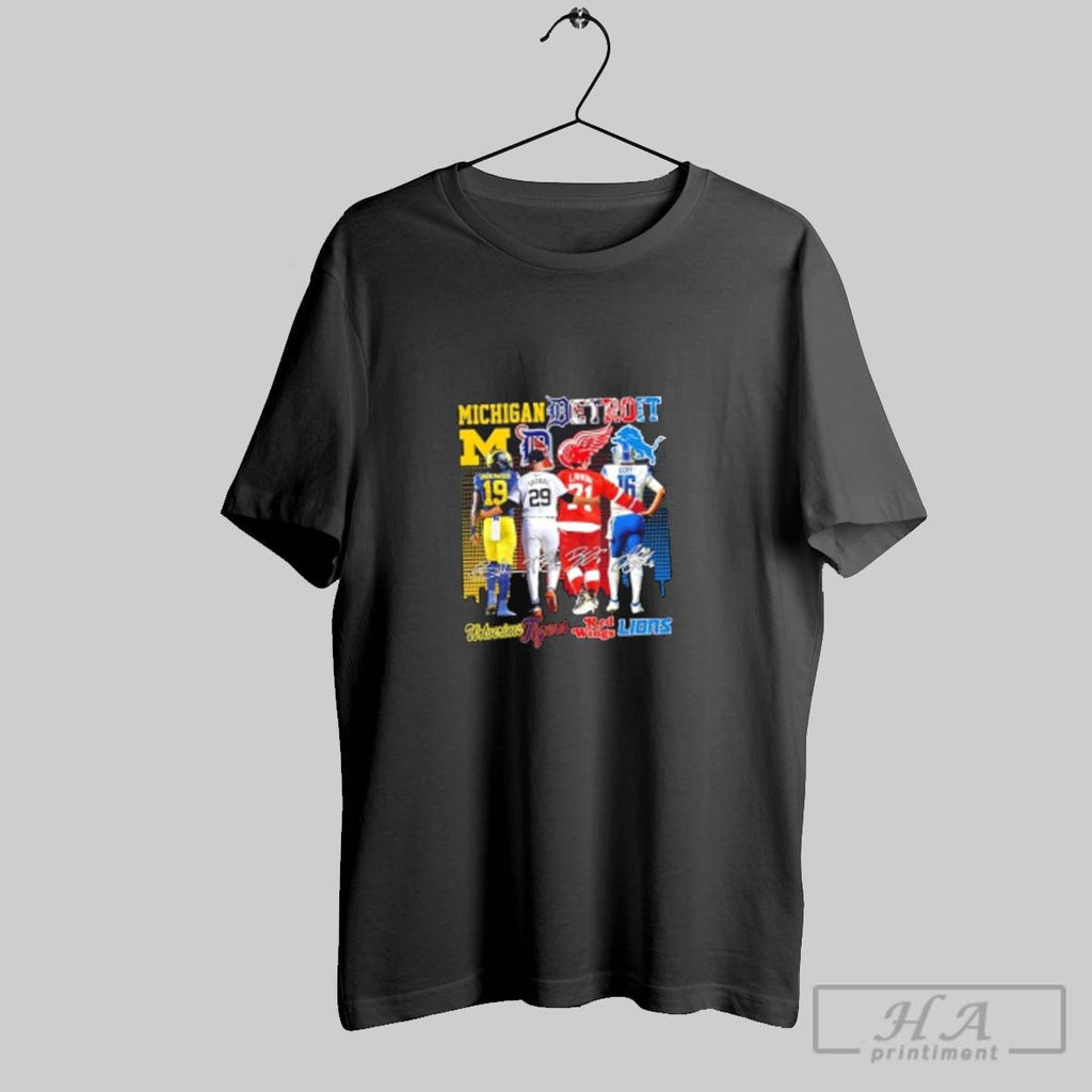 Official Michigan Wolverines Detroit Tigers Red Wings Lions Legends Skyline