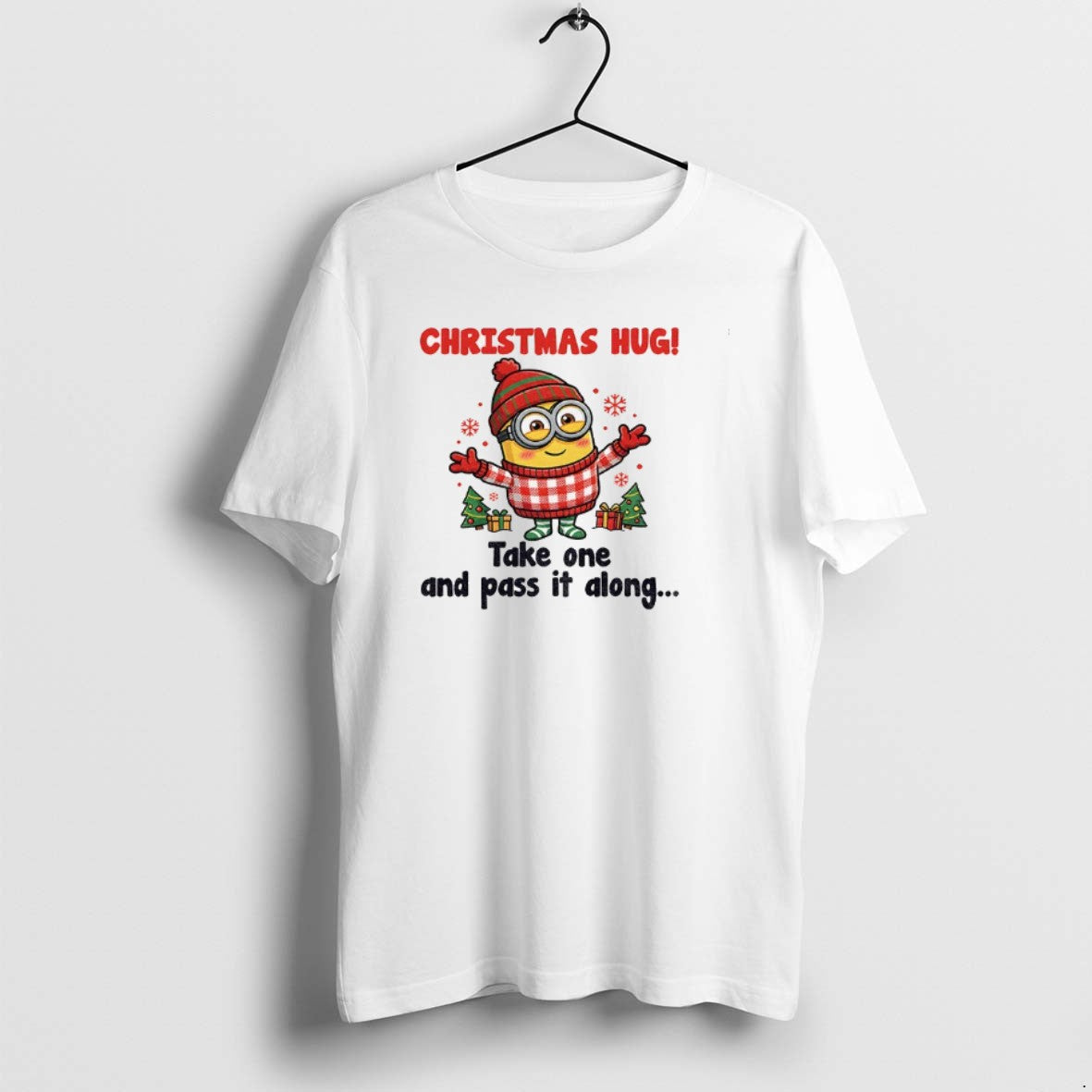 Official Minion Santa Christmas Hug Take One And Pass It Along Christmas T-Shirts, Hoodie, Sweatshirt | AU01DripNestTees.com