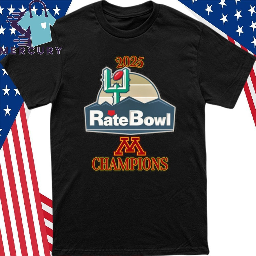 Minnesota Golden Gophers 2025 Rate Bowl Champions Logo Shirt