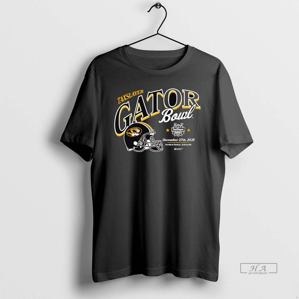 Official Missouri Tigers 2025 Taxslayer Gator Bowl Helmet T-Shirts, Hoodie, Sweatshirt | AU01DripNestTees.com
