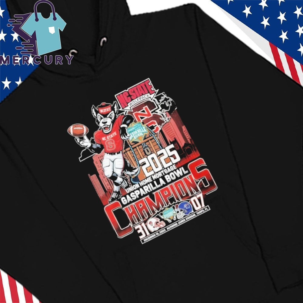 NC State Wolfpack Gasparilla Bowl 2025 Champions Mascot Shirt