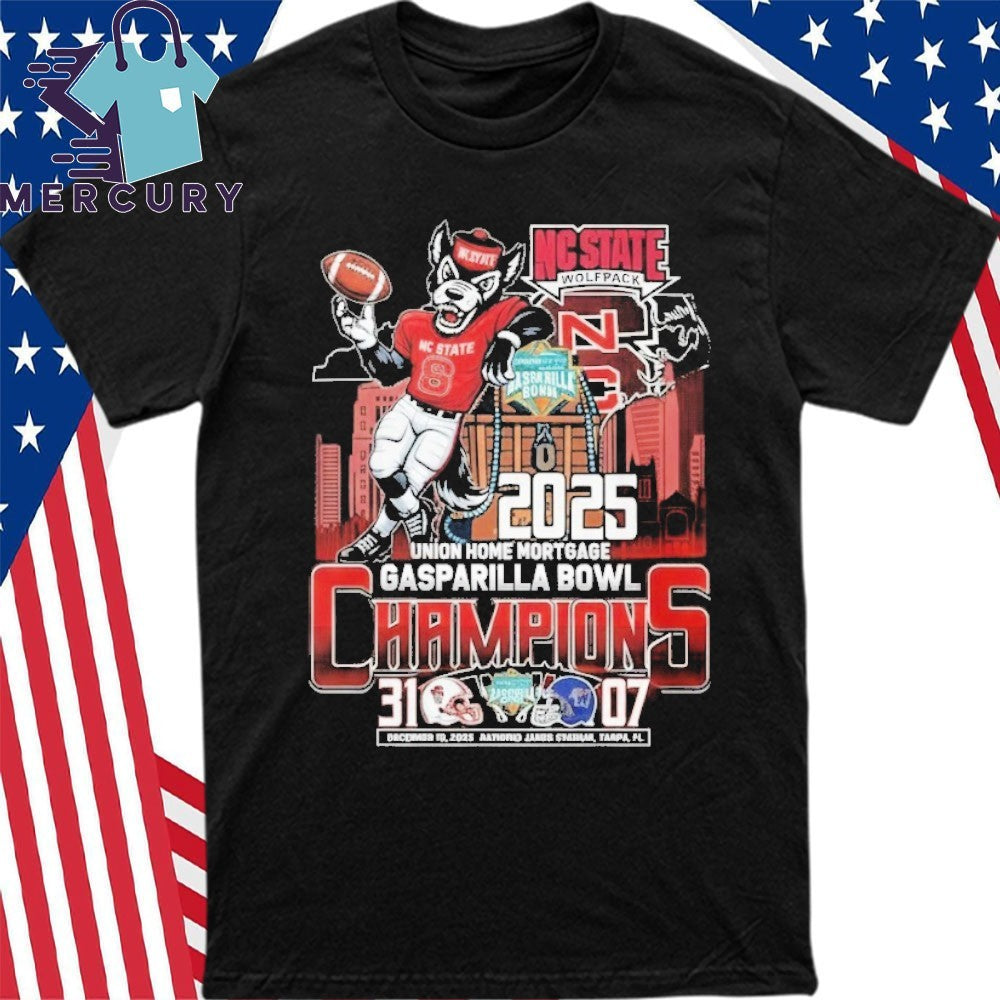NC State Wolfpack Gasparilla Bowl 2025 Champions Mascot Shirt
