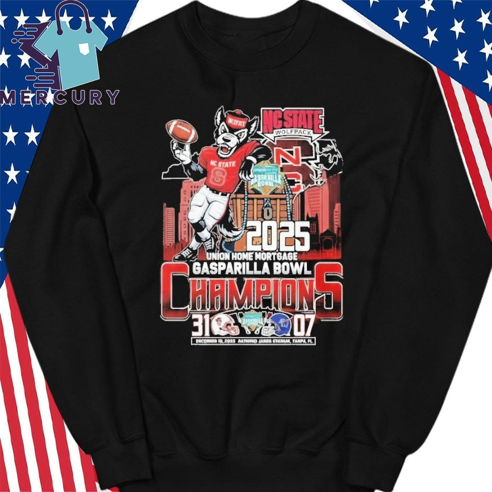 NC State Wolfpack Gasparilla Bowl 2025 Champions Mascot Shirt