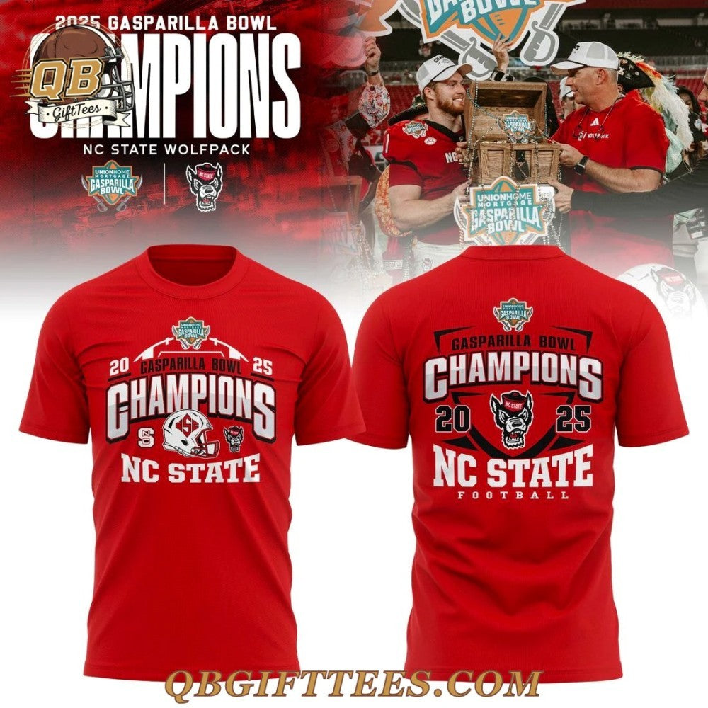 NC State Wolfpack Gasparilla Bowl Champions 2025 Two Sided Shirt