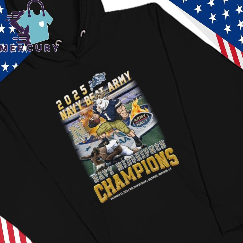 Navy Midshipmen Beat Army Black Knights 2025 CIC Trophy Champions Mascot Shirt