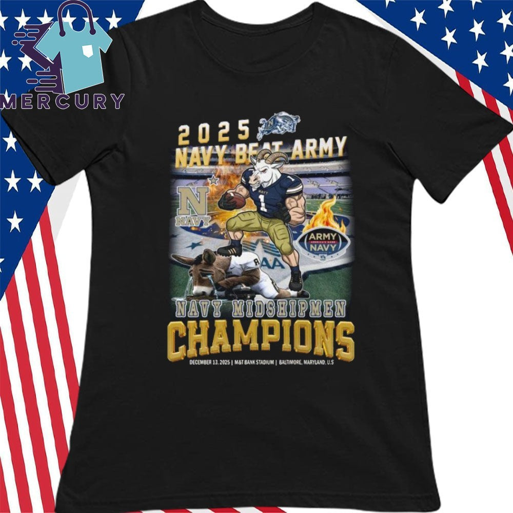 Navy Midshipmen Beat Army Black Knights 2025 CIC Trophy Champions Mascot Shirt