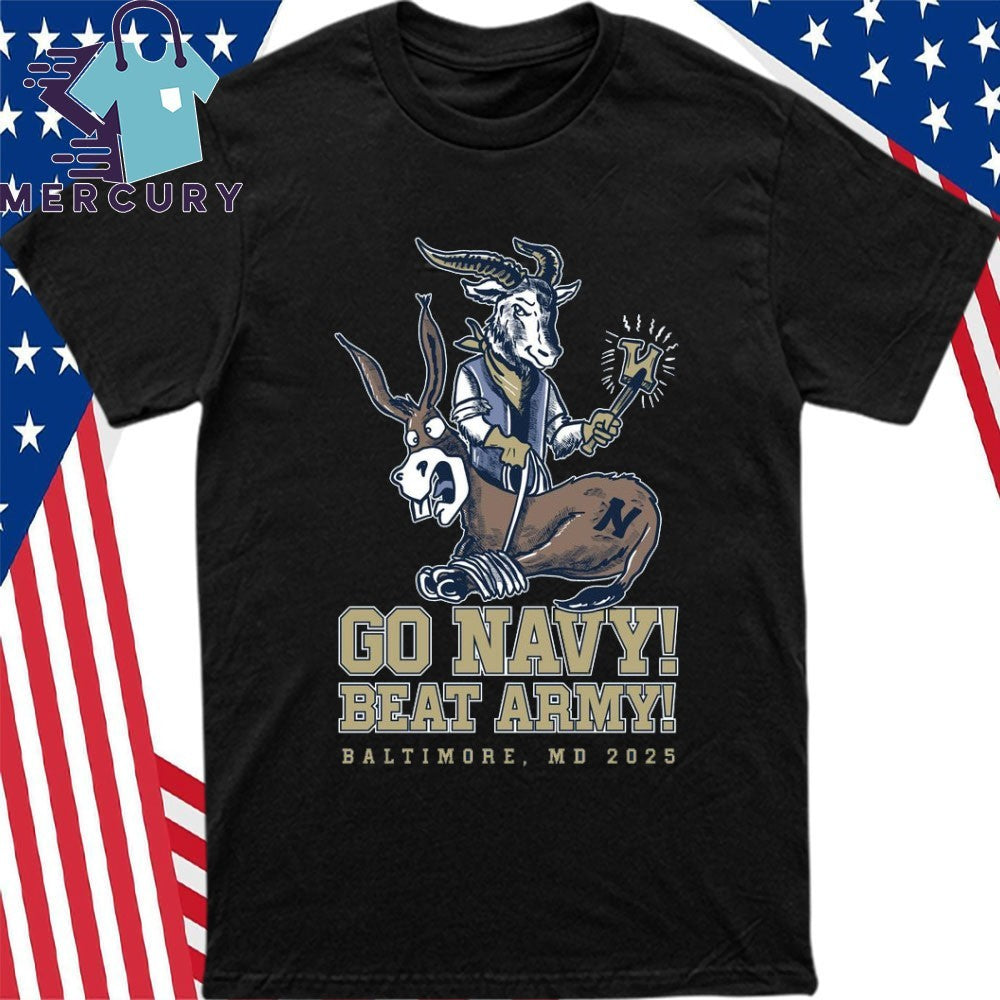 Navy Midshipmen Go Navy Beat Army Black Knights Mascot Shirt