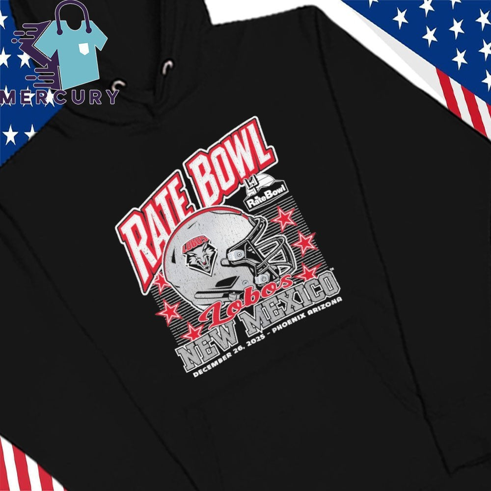 New Mexico Lobos Football 2025 Rate Bowl Helmet Shirt