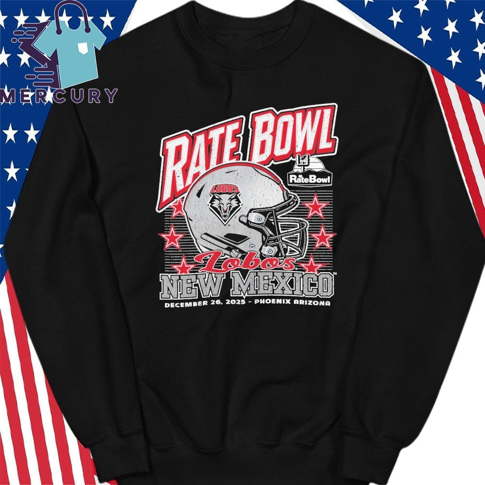 New Mexico Lobos Football 2025 Rate Bowl Helmet Shirt