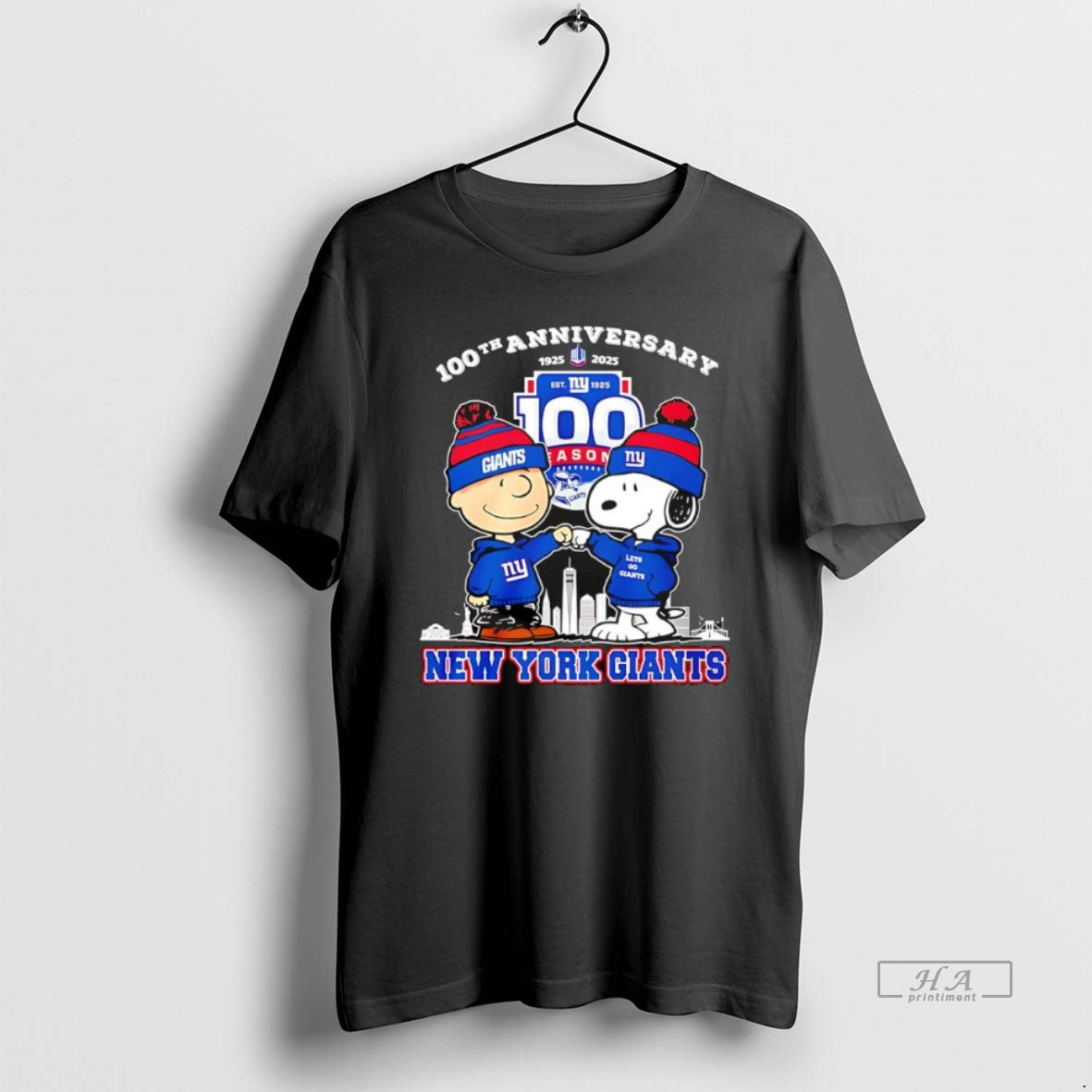 Official New York Giants 100th Anniversary 1925 2025 Peanuts Characters T-Shirts, Hoodie, Sweatshirt | AU01DripNestTees.com