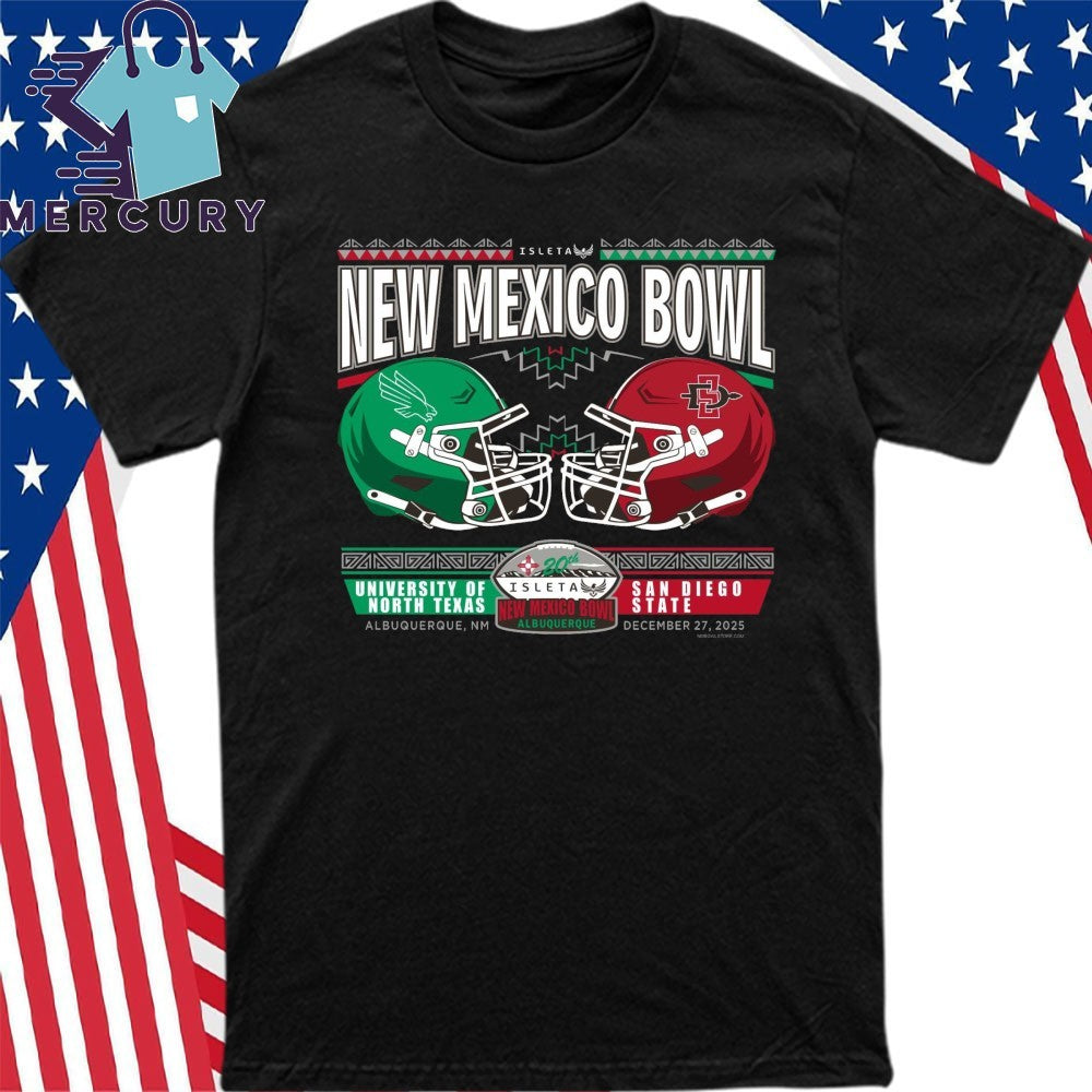 North Texas Mean Green Vs San Diego State Aztecs 2025 New Mexico Bowl Helmet Shirt