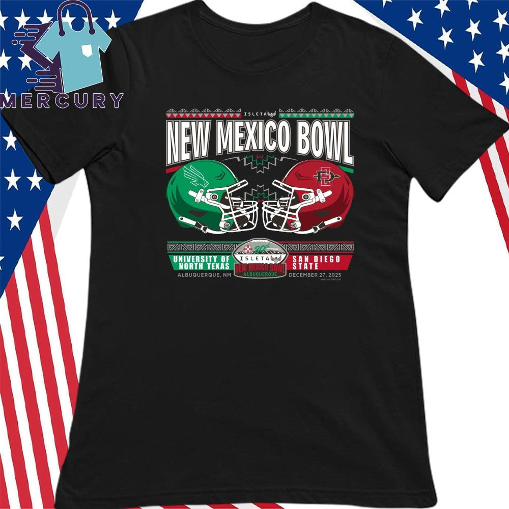 North Texas Mean Green Vs San Diego State Aztecs 2025 New Mexico Bowl Helmet Shirt