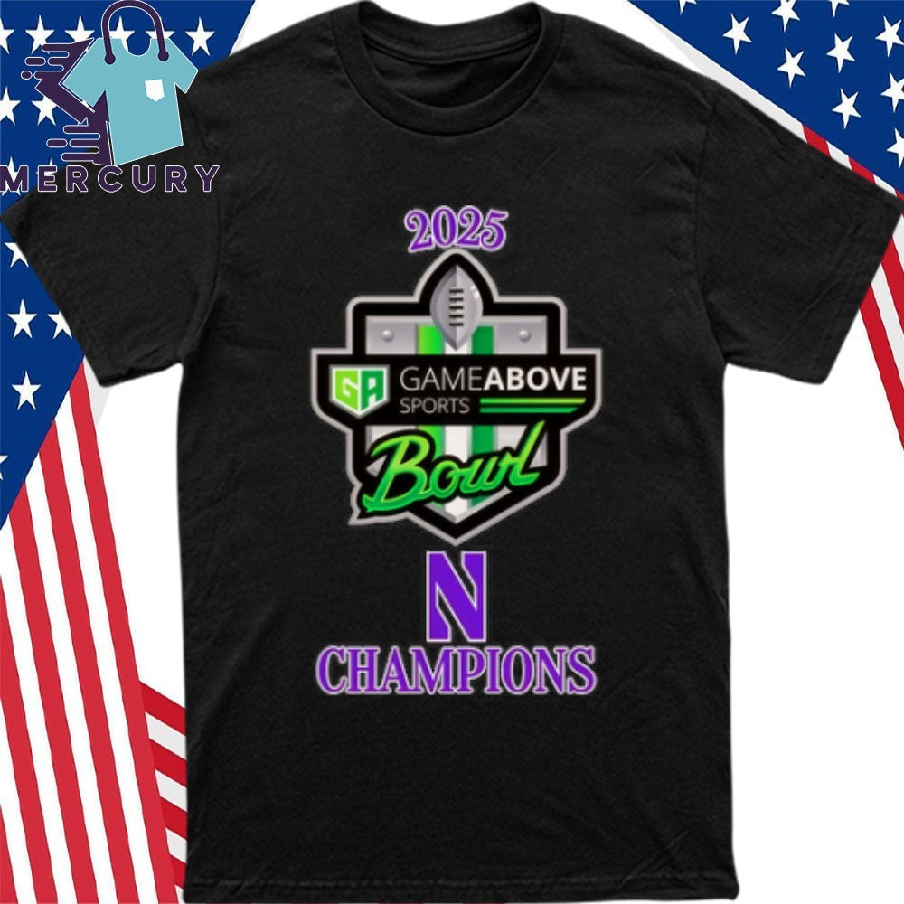 Northwestern Wildcats 2025 GameAbove Sports Bowl Champions Logo Shirt
