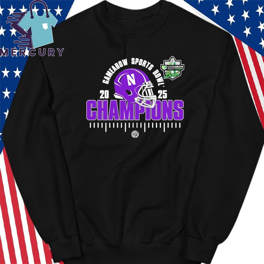 Northwestern Wildcats 2025 NCAA Football GameAbow Sports Bowl Champions Shirt