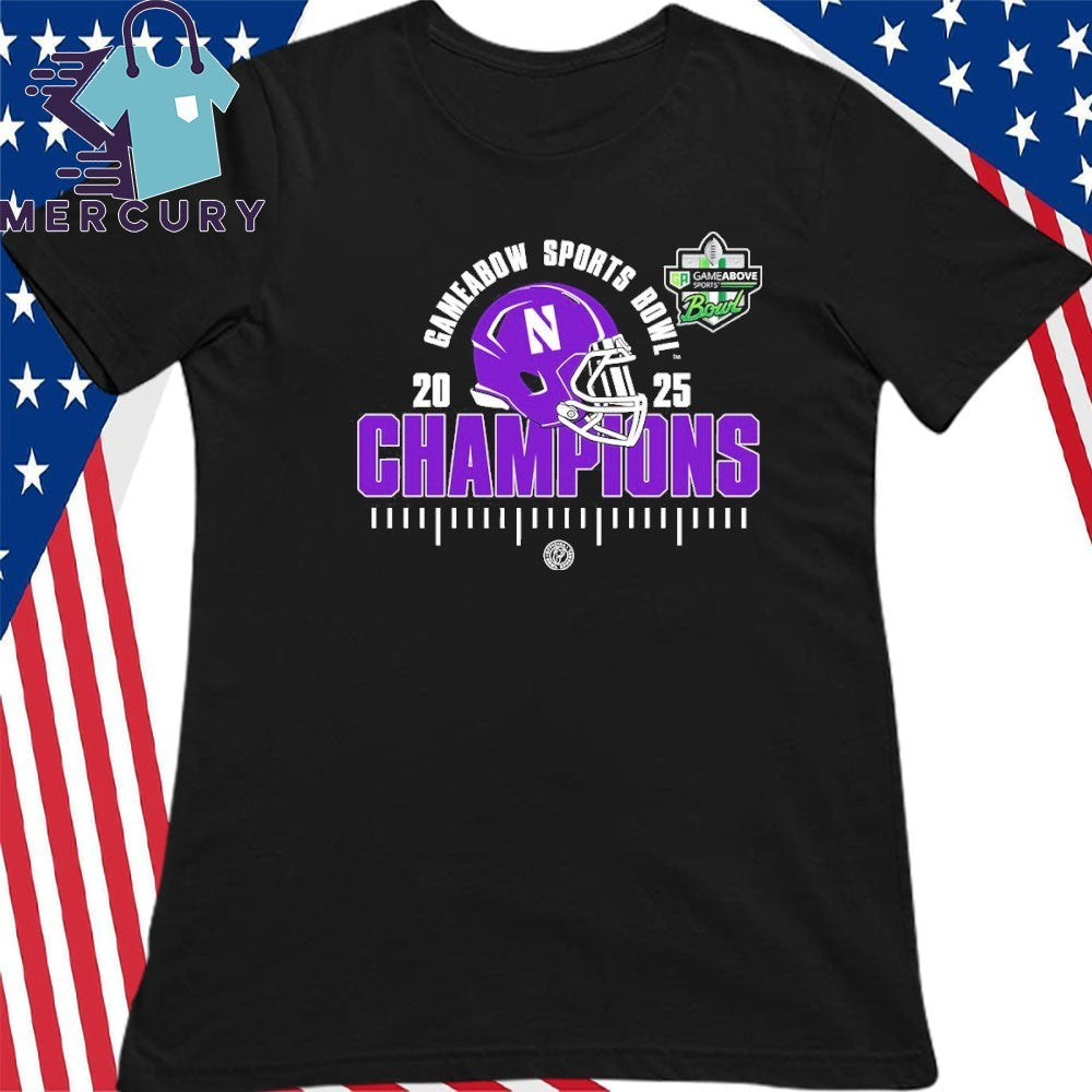 Northwestern Wildcats 2025 NCAA Football GameAbow Sports Bowl Champions Shirt