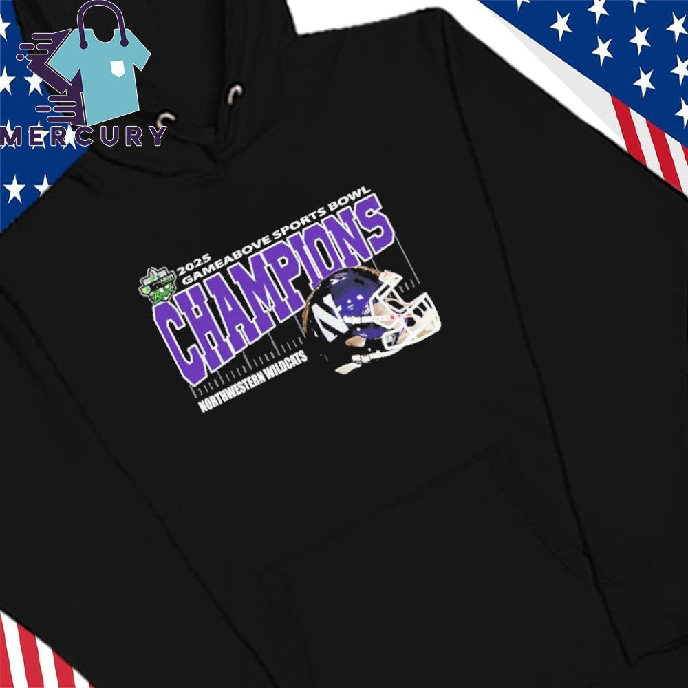Northwestern Wildcats Football Gameabove Sports Bowl 2025 Champions Helmet Shirt