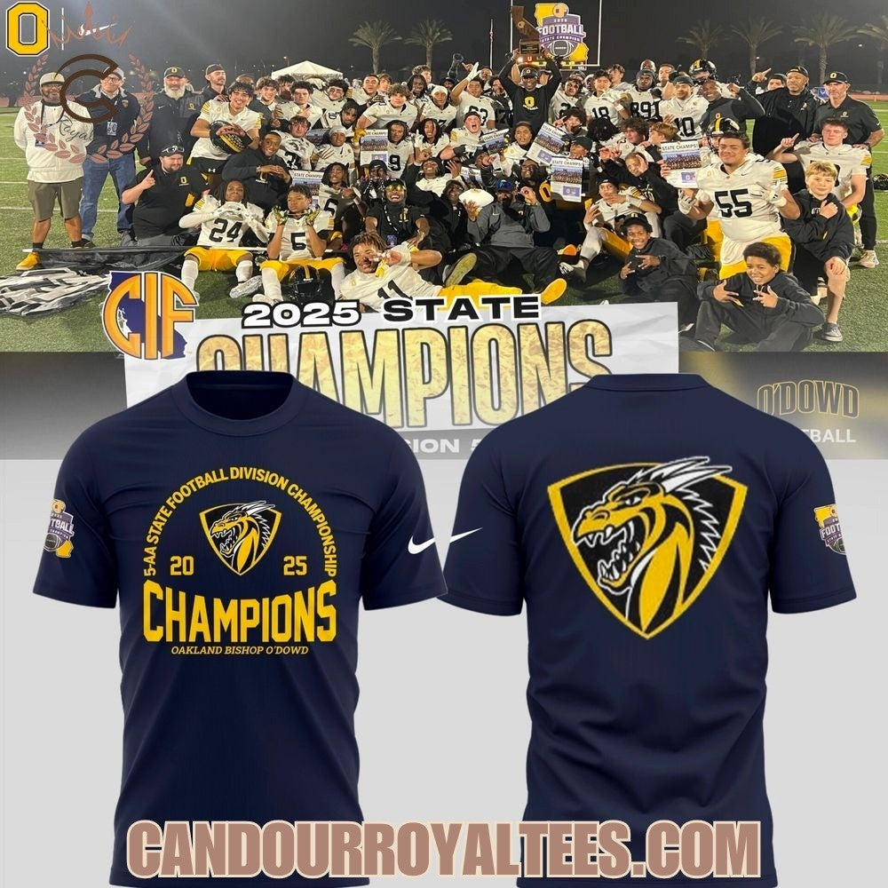 Oakland Bishop 2025 Division 5-AA State Champions Two Sided Shirt