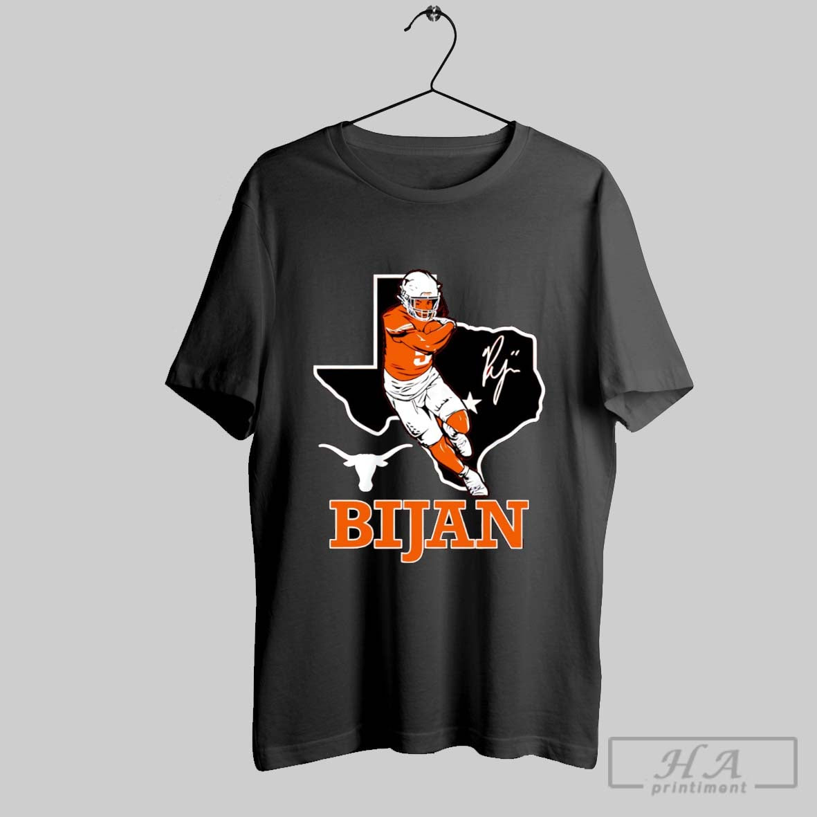 Official Official Bijan Robinson Texas Longhorns Football State Map Signature Sweater Tee Shirt 2025