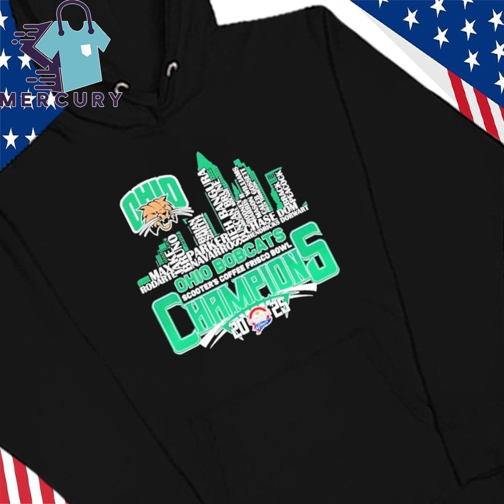 Ohio Bobcats Scooter’s Coffee Frisco Bowl Champions 2025 Football Player Names Shirt