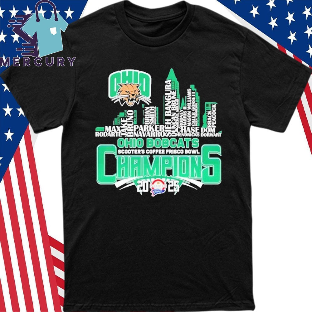 Ohio Bobcats Scooter’s Coffee Frisco Bowl Champions 2025 Football Player Names Shirt