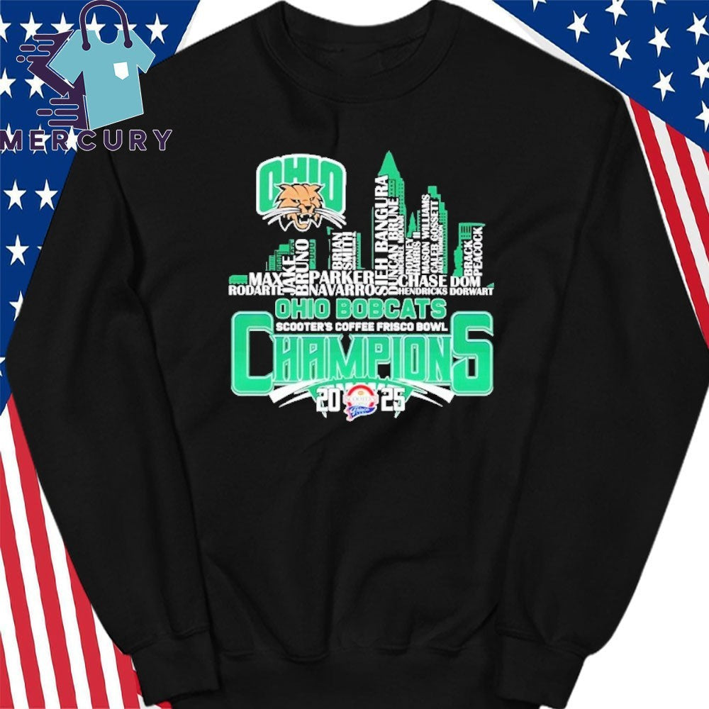 Ohio Bobcats Scooter’s Coffee Frisco Bowl Champions 2025 Football Player Names Shirt
