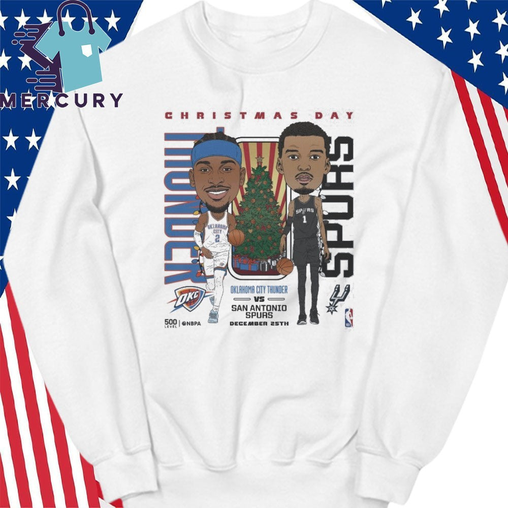Oklahoma City Thunder Vs San Antonio Spurs 2025 NBA Christmas Day Match Up Shirt