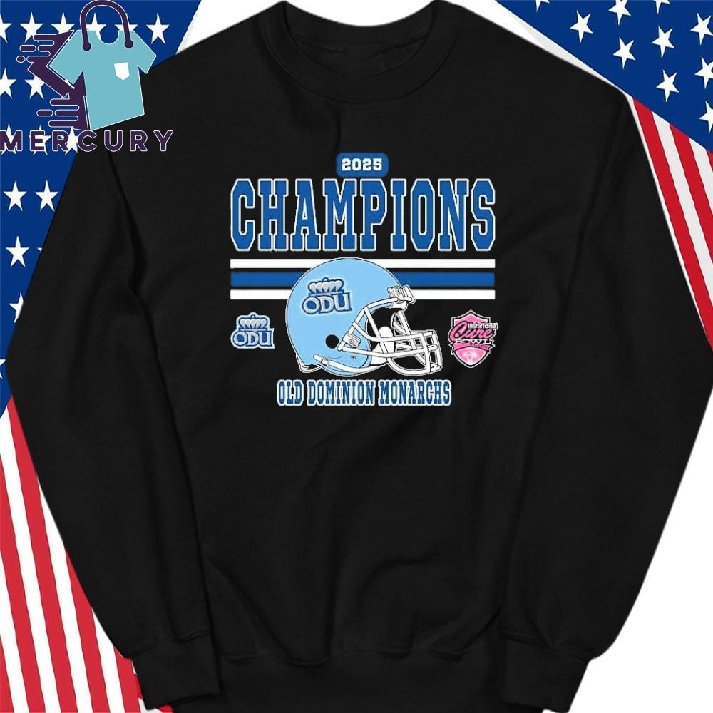 Old Dominion Monarchs Football 2025 StaffDNA Cure Bowl Champions Helmet Shirt