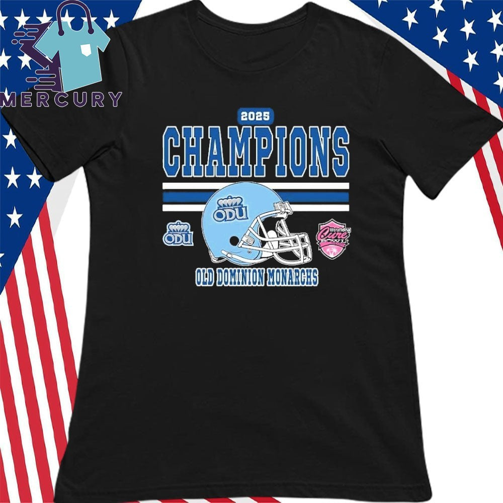 Old Dominion Monarchs Football 2025 StaffDNA Cure Bowl Champions Helmet Shirt
