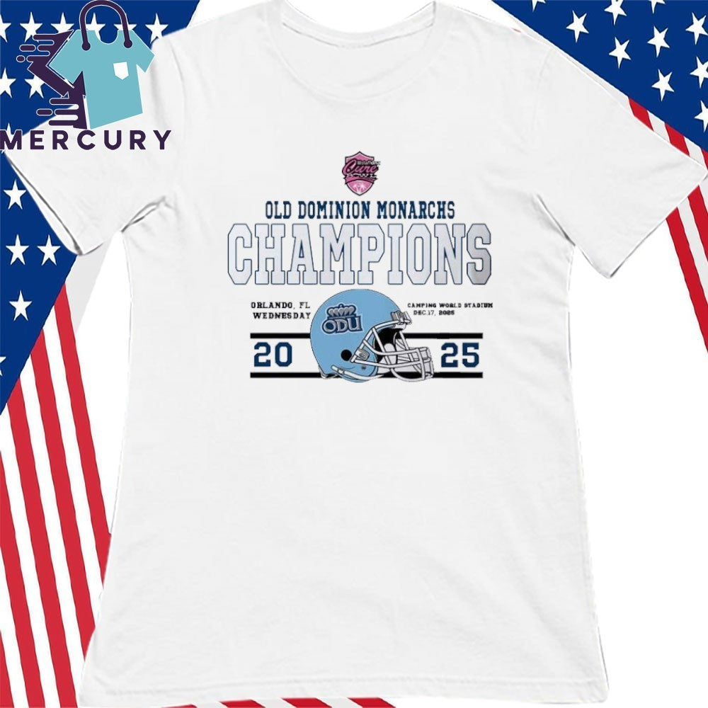 Old Dominion Monarchs Football Champions 2025 StaffDNA Cure Bowl Shirt