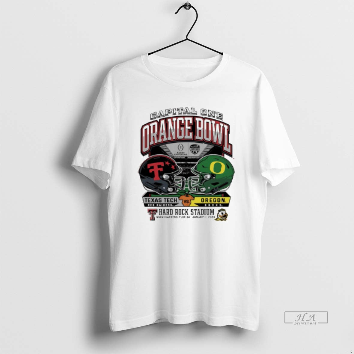 Official Oregon Vs Texas Tech 2025 Orange Bowl Hard Rock Stadium Helmet T-Shirts, Hoodie, Sweatshirt | AU01DripNestTees.com