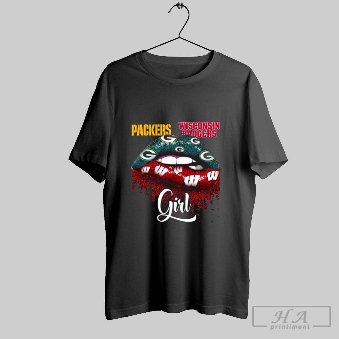 Official Packers And Wisconsin Badgers Lip Logo Girl