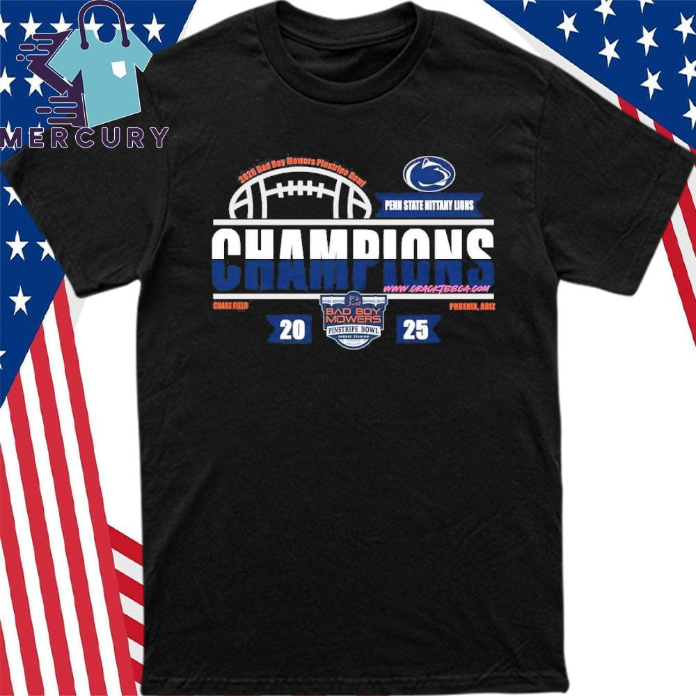 Penn State Nittany Lions 2025 Bad Boy Mowers Pinstripe Bowl Champions At Yankee Stadium On December 27 Shirt