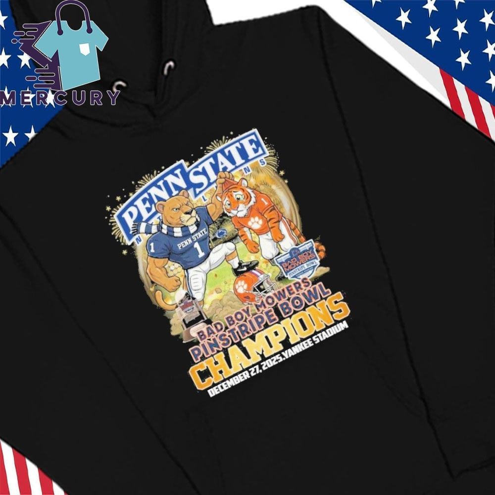 Penn State Nittany Lions 2025 Bad Boy Mowers Pinstripe Bowl Champions Mascot Shirt