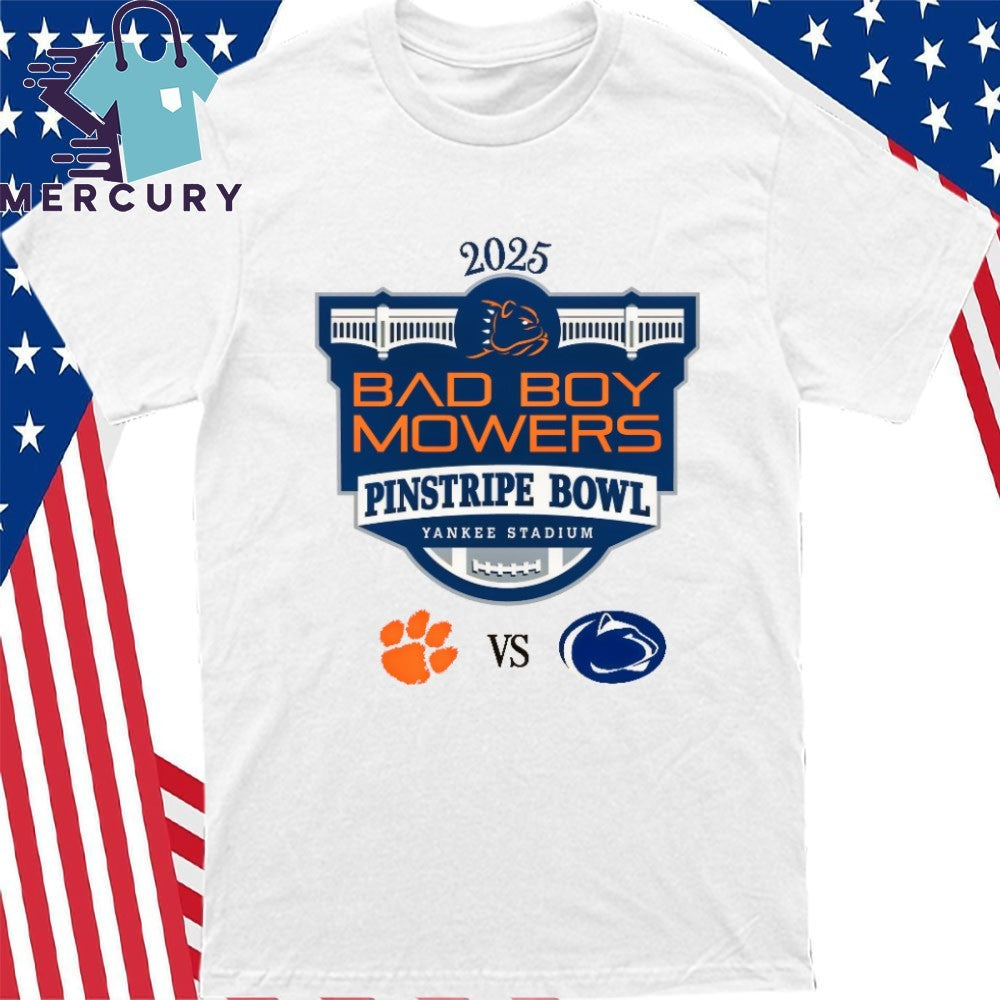 Penn State Nittany Lions Vs Clemson Tigers 2025 Bad Boy Mowers Pinstripe Bowl Shirt