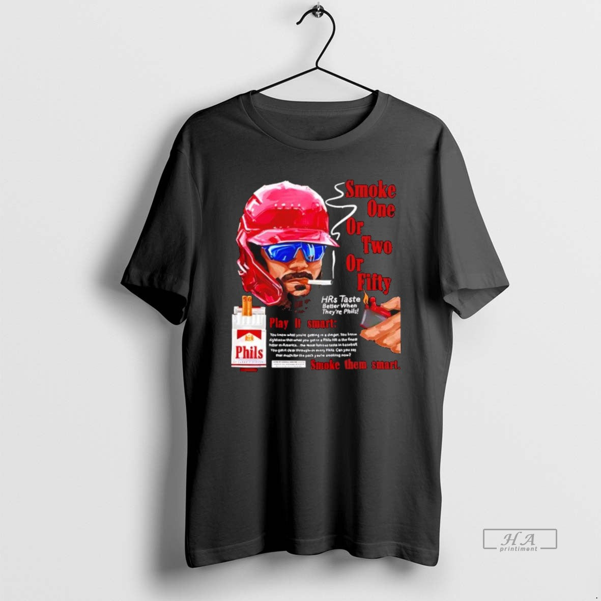 Official Philadelphia Phillies Bryce Harper Smoke One Or Two Or Fifty Play It Smart Smoke T-Shirts, Hoodie, Sweatshirt