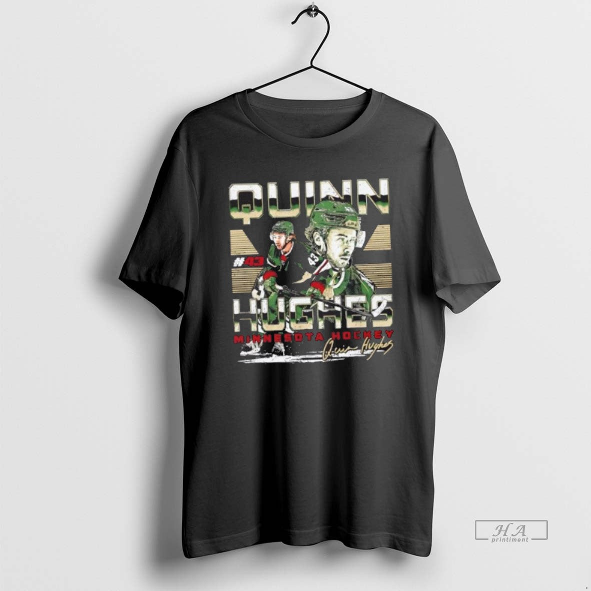 Official Quinn Hughes Minnesota Wild Dual Signature T-Shirts, Hoodie, Sweatshirt | AU01DripNestTees.com