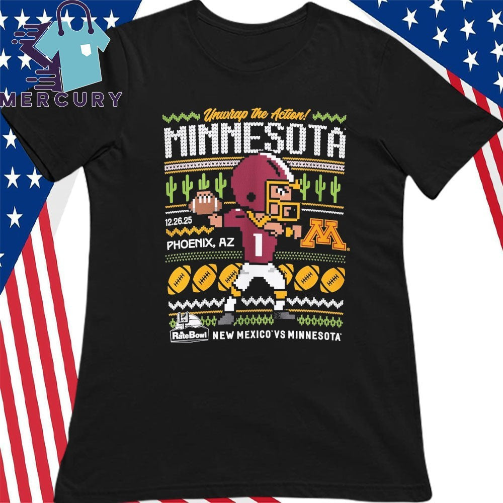 Rate Bowl 2025 Minnesota Golden Gophers Pixel Player Shirt