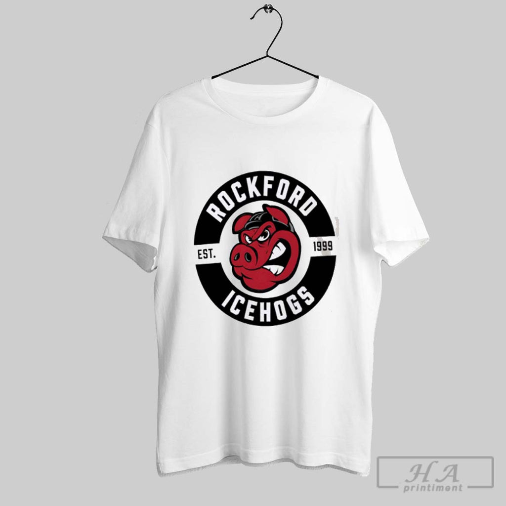Official Rockford Icehogs Est 1999 Logo Home Games White
