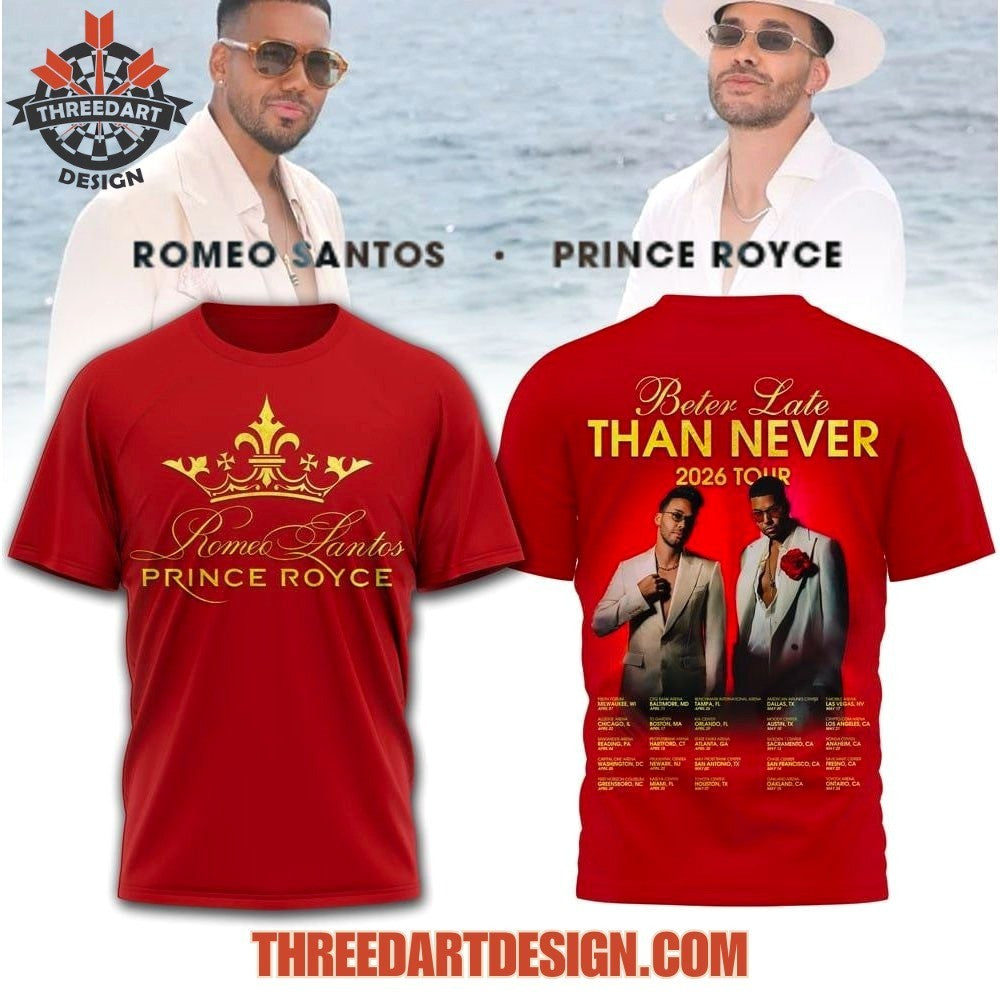 Romeo Santos & Prince Royce Better Late Than Never 2026 Tour Shirt