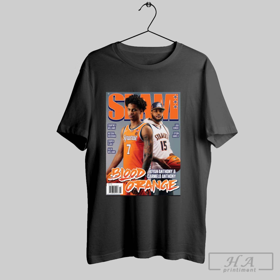 Official Slam Blood Orange Kiyan Anthony And Carmelo Anthony Syracuse Orange Basketball Ncaa Poster Tee